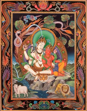  maler - Superfine Shiva Parvati tibetischen Buddhist Thangka Malerei ohne Brocade Buddhismus